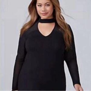 Lane Bryant Long Sleeves Chocker Style Neck Top Size 22/24 Black